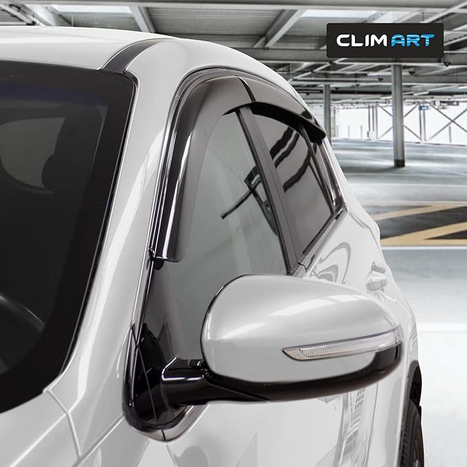 CLIM ART Incredibly Durable Rain Guards for Kia Sportage 2017-2022, Original Tape-on Window Deflectors, Vent Deflector, Vent Window Visors for Cars, Dark Smoke, Car Accessories, 4 pcs. - 416167