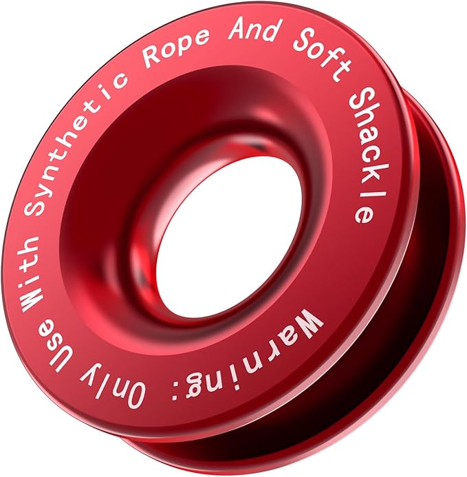 Recovery Ring 66,000 lbs for Winch Snatch Compatible for SUV UTV ATV Off-Road Vehicle and Truck Pulley Towing Ring for Synthetic Rope and Soft Shackle - Red