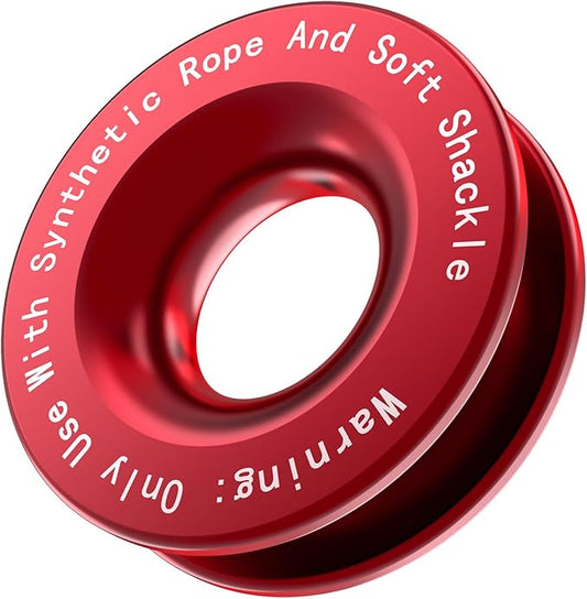 Recovery Ring 66,000 lbs for Winch Snatch Compatible for SUV UTV ATV Off-Road Vehicle and Truck Pulley Towing Ring for Synthetic Rope and Soft Shackle - Red