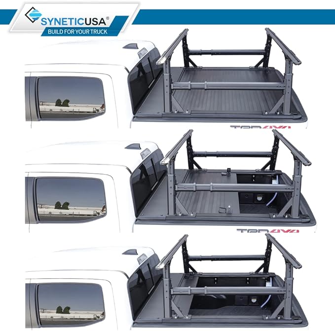 Syneticusa MR Hard Tonneau Cover+R1 Rack Fits 2016-2026 Toyota Tacoma 5ft Truck Bed Waterproof Accessories Retractable