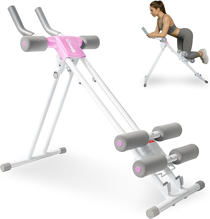 Ab Machine Abdominal Stomach Workout: Adjustable Ab Trainer Machine Ab Cruncher Core Strength Training Equipment for Home Gym Foldable for Women and Men
