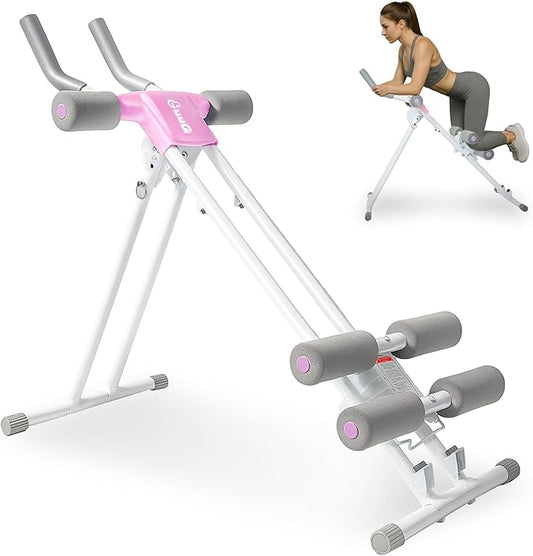 Ab Machine Abdominal Stomach Workout: Adjustable Ab Trainer Machine Ab Cruncher Core Strength Training Equipment for Home Gym Foldable for Women and Men