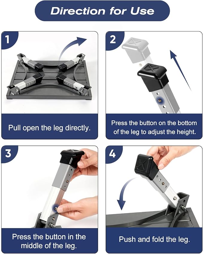 XINQIAO Foldable RV Step Stool with Rubber Feet, 4 Adjustable Heights Portable Heavy Duty Aluminum Folding Step for RV Entry, Trailer, Camper, Fishing and Outdoors