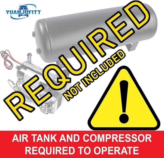 11.8/11.8/9/9 inch Universal 150DB Super Loud 12V/24V Train Air Horn Kit, 4 Trumpet Chrome Design for Trucks, Pickups, Cars, and Boats