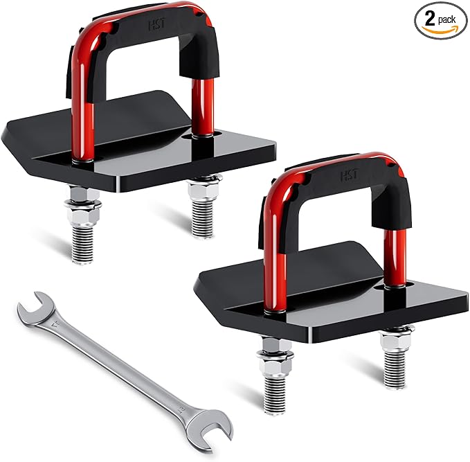 Hitch Tightener, Heavy Duty Anti Rattle Hitch Stabilizer for 2" Hitch, Trailer Hitch Stabilizer with Rubber Isolator & Wrench for Hitch Mount, Cargo Carrier, Bike Rack (2 Packs, Red & Black)