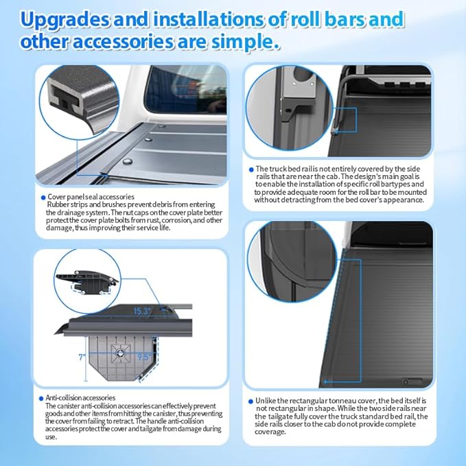 Retractable Hard Tonneau Cover Fits 2015-2025 Ford F-150 Truck Bed Tonneau Cover (Incl, Lightning/Raptor) (5.5 FT)