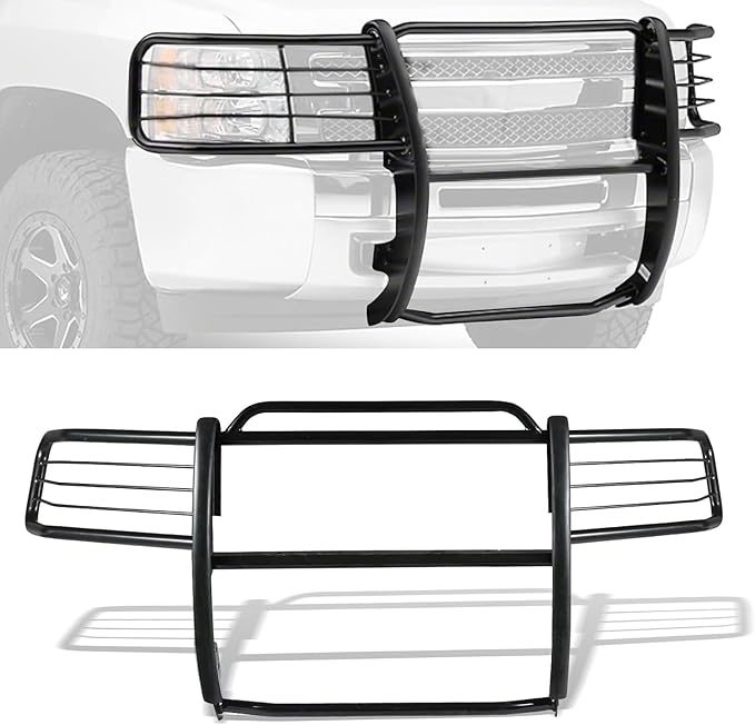 Front Grille Brush Guard Fits for Chevy Suburban 1500 & Tahoe 1500 & Avalanche 1500 (New Body Style) 2007-2014 Steel Bull Bar Push Guard Modular Bumper Protection Black