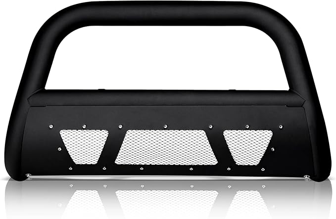 Armordillo MS Series Studded Aluminum Mesh Bull Bar Compatible with 2019-2021 Chevy Silverado/GMC Sierra 1500|8723685|Matte Black|Front Bumper Guard|Bull Guard