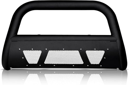 Armordillo MS Series Studded Aluminum Mesh Bull Bar Compatible with 2019-2021 Chevy Silverado/GMC Sierra 1500|8723685|Matte Black|Front Bumper Guard|Bull Guard