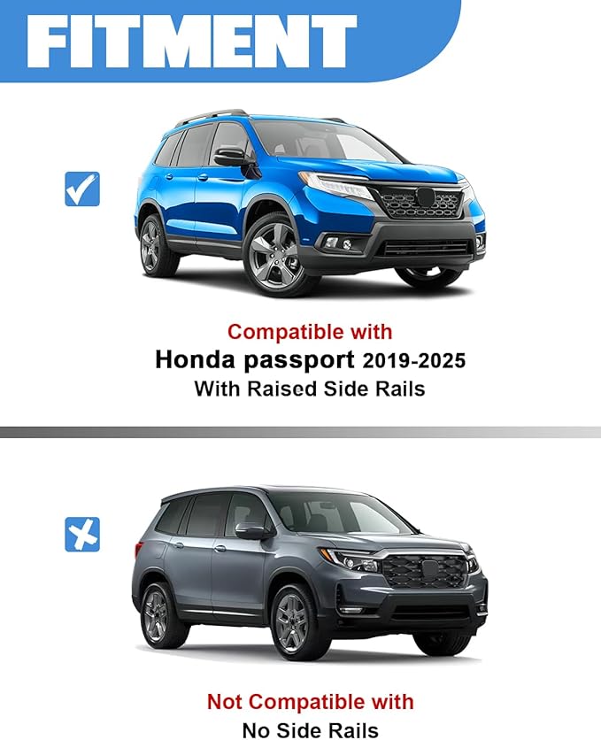 FengYu 300lbs Lockable Roof Rack Cross Bars Compatible with Honda Passport 2019 2020 2021 2022 2023 2024 2025 with Raised Rails, Adjustable Heavy Duty Aluminum Roof Rails Crossbars Cargo Bars Rooftop