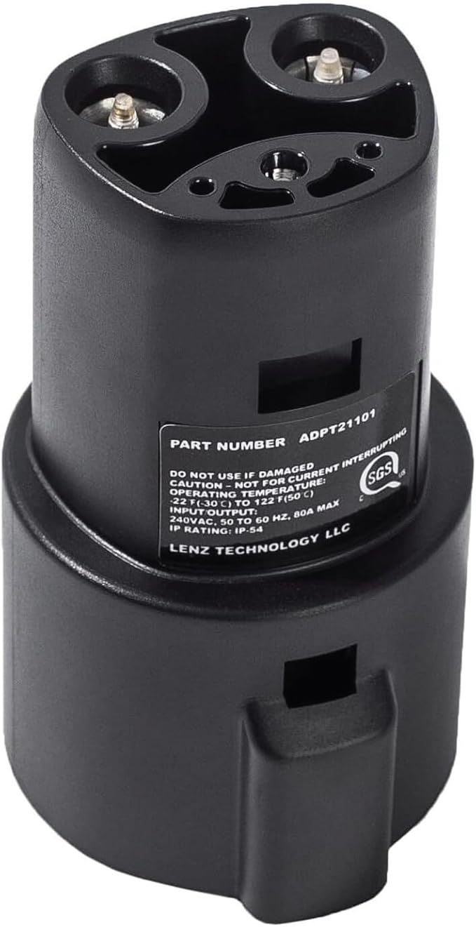 LENZ J1772 Charging Adapter for Tesla Model 3, Y, S, X, and Cybertruck, Safety Certified, 80A/240V, Optimal Fit, Easy Setup (Note: for Tesla Vehicles Only)