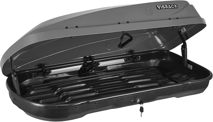 Hard Shell Roof Cargo Carrier with Security Keys, Roof Box, Cargo Box, 56 (L) x 30 (W) x 13.7(H) Inches, 13 Cubic Feet (Tool-Free Install), Gray