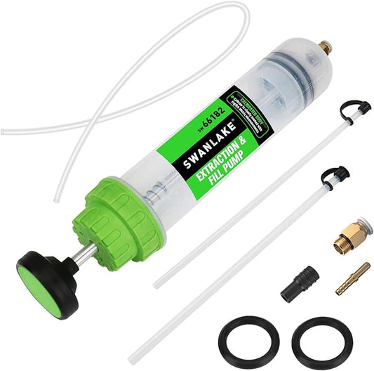 SWANLAKE 500cc Fluid Extractor & Fill Pump, Automotive Fluid Pump Extractor, Oil Change Pumps with 23'' Long Hose, 2PCS 12'' Extension Tubes, Suction Pumps for Lawn Mowers Cars