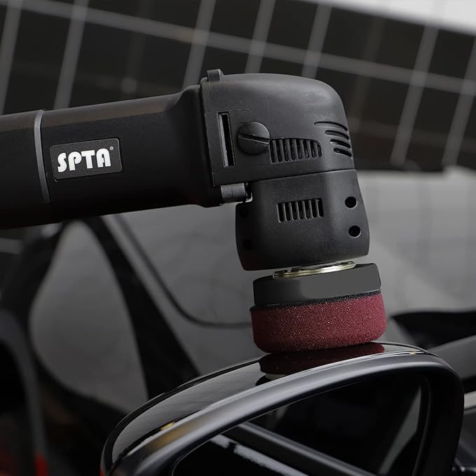 SPTA Mini Orbital Polisher - 3 Inch 10mm/780W Variable Speed Dual Action With Polishing Pads, Sanding Discs, Pad Conditioning Brush