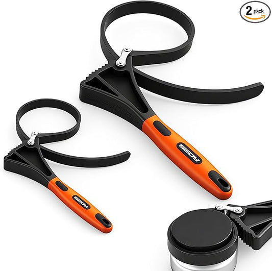 2-Piece Strap Wrench Set, Adjustable Rubber Oil Filter Wrench Max Diameter 4" and 6", Jar Opener Set Heavy Duty Blet Wrenches for Drain Sewer Cap Sink Pliers Nut Shower Head Valve Removal
