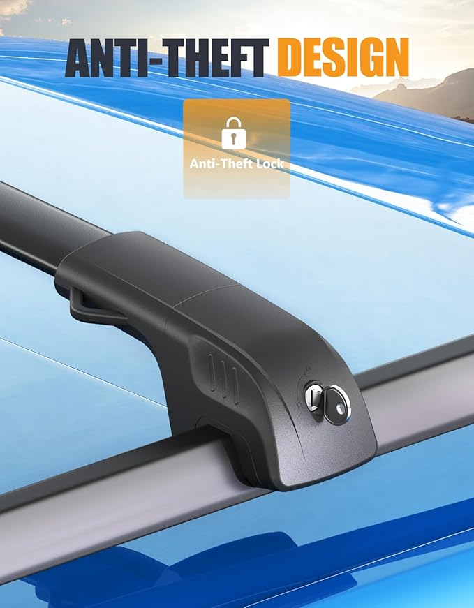 KINGGERI 300lbs Lockable Roof Rack Cross Bars Compatible with Kia Telluride X-PRO X-LINE 2023 2024 2025 with Raised Side Rails, Heavy Duty Aluminum Roof Rails Crossbars Luggage Accessories