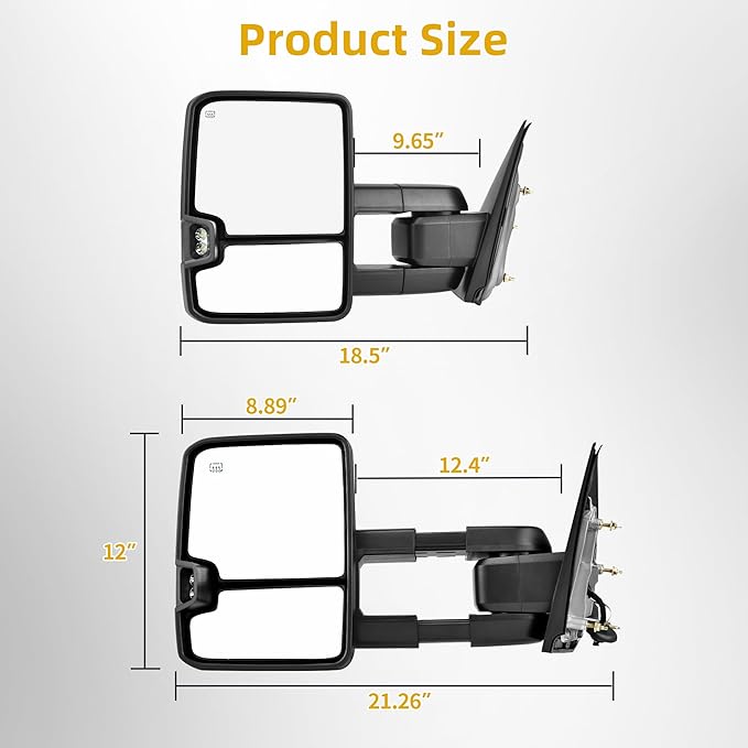 DWVO Towing Mirrors Compatible with 14-18 Silverado GMC Sierra 1500 2500 3500 HD,Power Heated Side Mirrors Tow Mirrors, Telescoping Power Folding with LED Turn Signal