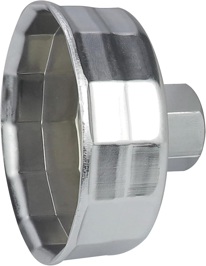 64mm 14 Flutes Oil Filter Socket for Lexus, Scion, Toyota Oil Filter Wrench Oil Filters Cap Removal Tool Chrome Vanadium Steel Oil-Filter Wrenches, Silver