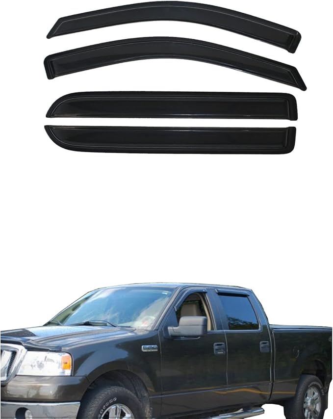 Wind Deflector Compatible with 2004-2008 Ford F150/Lincoln Mark LT Super Crew Cab Sun/Rain Guards Window Visor 4pcs 94443