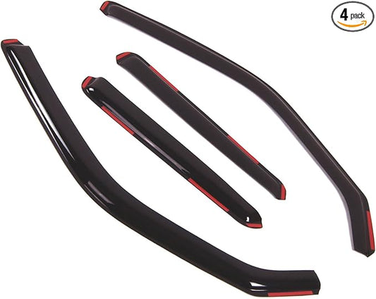 TuningPros in-Channel Window Vent Visors Rain Guards Compatible with Nissan Juke 2011-2017 | Side Window Wind Deflectors Rain Shields | Smoke Tinted, 4 Pcs Set, DGWV-342i