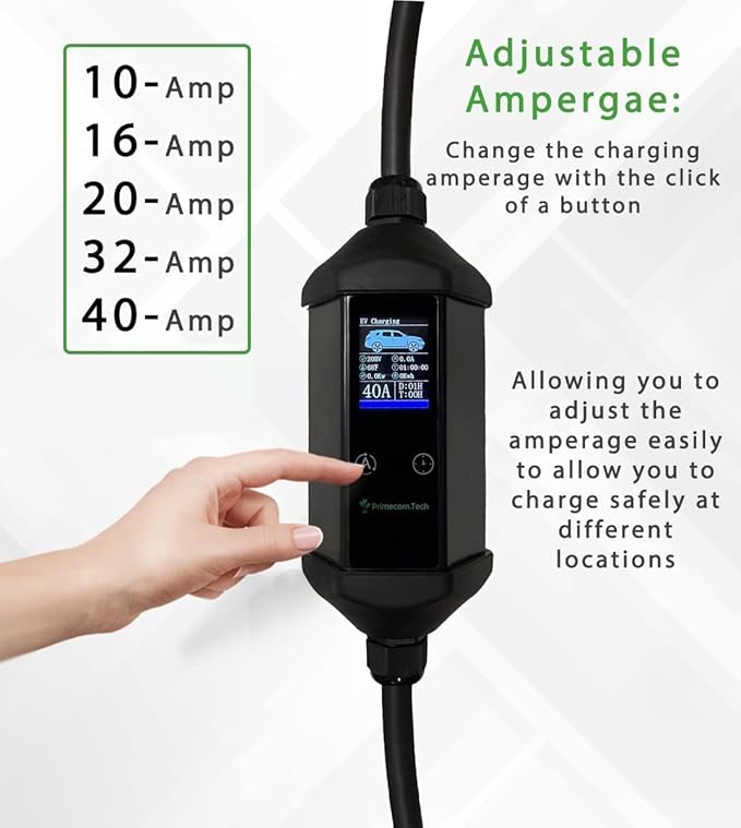 30 Feet Level 2 Primecom Electric Vehicle (EV) Charger (220/240V, 32Amp/40Amp) 32 and 40 Amp 6-50P. 10-50P & 14-50P (10-50P, 40 Amp) for Tesla