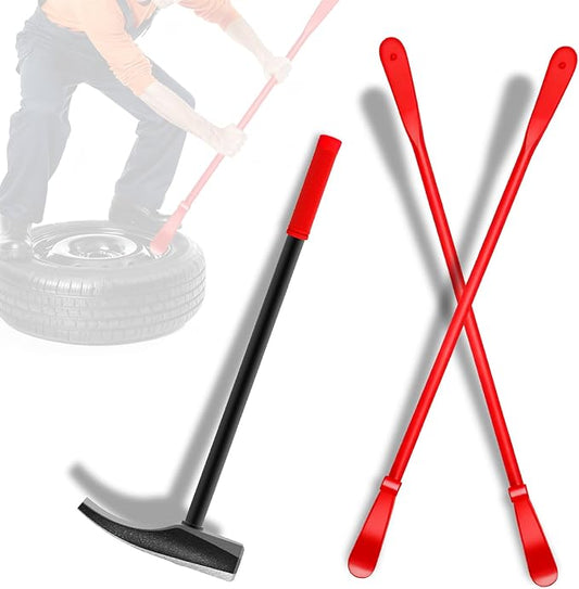 Tire Bead Breaker Tool with Tire Hammer and 2Pcs 38inch Tire Iron Bars for Tire Changing Tool Tire Changer Kit