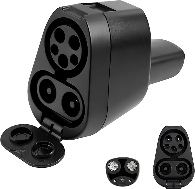 2-in-1 CCS1 & J1772 to Tesla Adapter, 250KW, 80A, Safety Certified, Compatible with Tesla Model S/3/X/Y/Cybertruck, for Level 1/2/3 Charging Stations