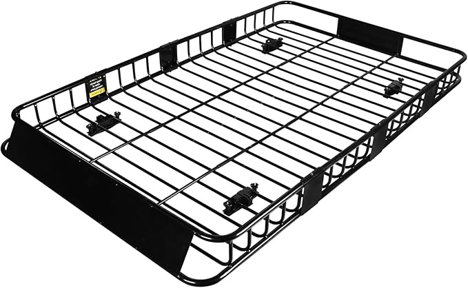 FORWODE 250LBS. Roof Rack Carrier Basket with Cargo Net, 84" x 50“ x 6" Universal Rooftop Cargo Luggage Rack Basket for Car, SUV, Truck