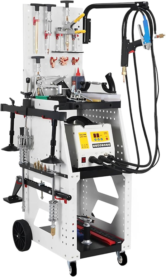 Stud Welder Steel Dent Pulling Machine Car Body Spot Welding Dent Puller Repair Kit Spot Welder with Professional Tool Cart 220V 3KW