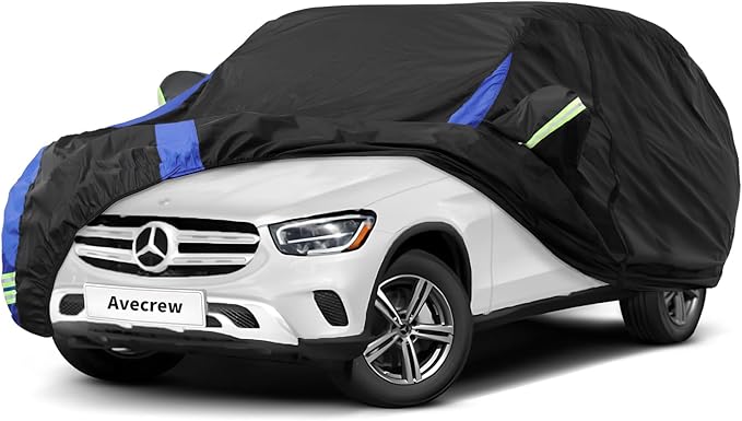 Avecrew Car Cover Custom Fit for Benz GLC, Waterproof All Weather Full Exterior Cover Rain Snow UV Protection Cover with Side Door Zipper Design