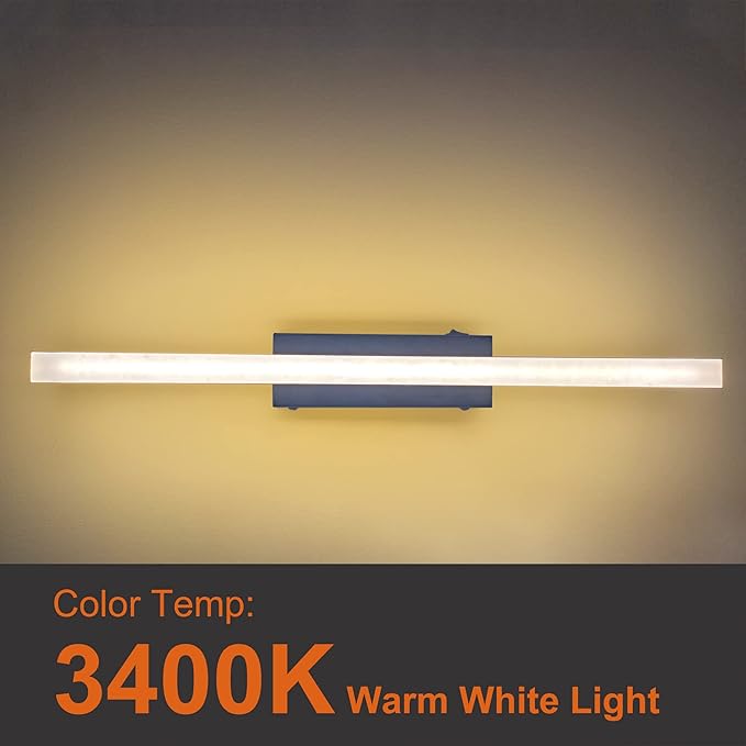 Facon 16.5Inch 12V LED RV Vanity Lights Fixtures with On&Off Switch, Matt Black Finished, RV Wall Sconces Bathroom Mirror Light with Acrylic Lens, 12Volts DC for RV, Camper, Motorhome