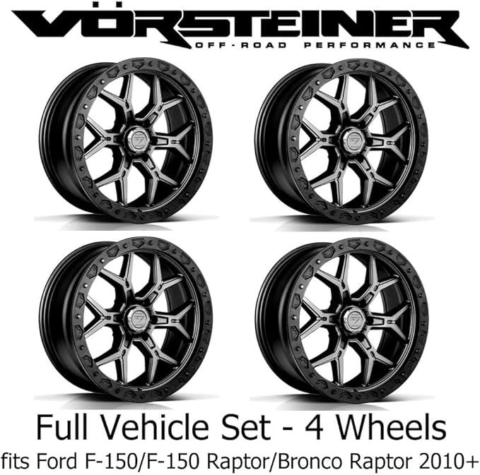 Vorsteiner Offroad VR-601BL 20x9 Coal Black Truck Wheel Set fits Ford F-150/F-150 Raptor/Bronco Raptor 2010+ (4 Wheels Included)