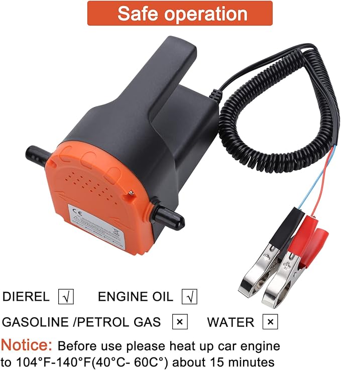 12V 100W Oil Change Pump Extractor Oil Diesel Fluid Pump Extractor Scavenge Suction Transfer Pump with outlet inlet hose, screwdriver, Oil-proof gloves, hose lock, For Boat, Car, RV, Truck