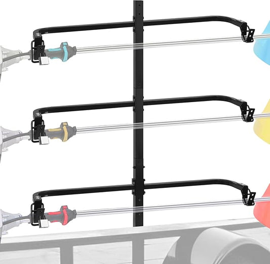 3 Place Weed Eater Rack, Mount On Landscape Truck Trailer Enclosed Trimmer Rack Holder, Open and Enclosed Trailers Tool with Locks, Wall Mounted Lawn Equipment Accessories, Carbon Black