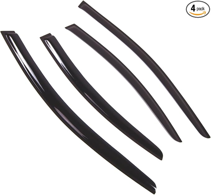 TuningPros Outside Mount Window Vent Visors Rain Guards Compatible with Volvo S80 2007-2016 | Side Window Wind Deflectors Rain Shields | Smoke Tinted, 4 Pcs Set, DGWV-754