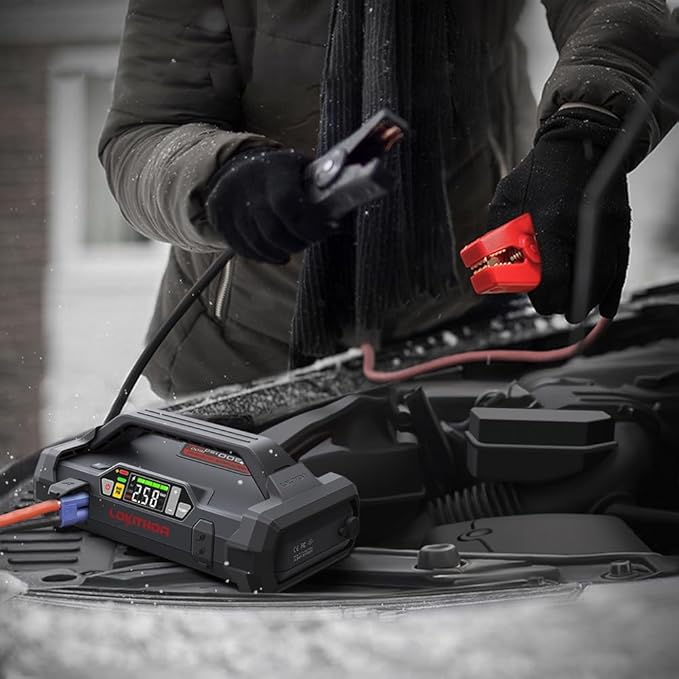 LOKITHOR JA300 Jump Starter with Air Compressor, 1500Amp 12V Portable Car Battery Booster Pack for Upto 7.0L Gas or 4.5L Diesel, 150 PSI Tire Inflator with Digital Screen, 24 Months Ultra-Long Standby