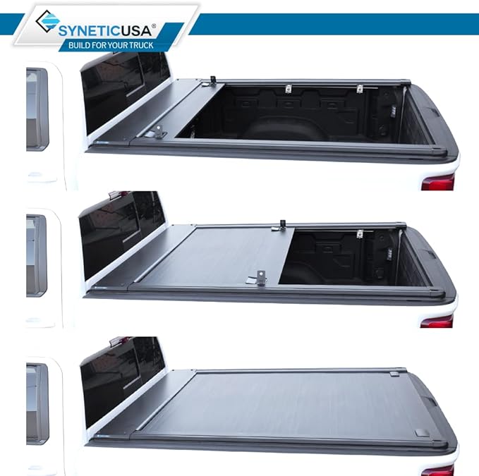 Syneticusa MR Retractable Hard Tonneau Cover Fits 2007-2025 Silverado/Sierra 1500/2500/3500 8' 2" Truck Bed Waterproof Accessories