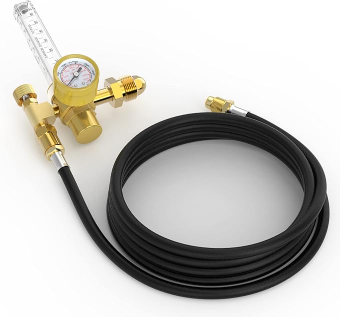 TOOLIOM CO2 Argon Flow Meter Gas Regulator Gauge with Gas Hose for MIG TIG Welding