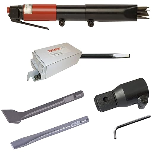 CS Unitec | 121.2099 CHISEL BASIC KIT | Pneumatic 19-Needle Scaler & Chisel for Cleaning, Stress-Relieving Weld Seams, Texturing Concrete, Removing Coatings, 3000 Blows per Minute – Made in England