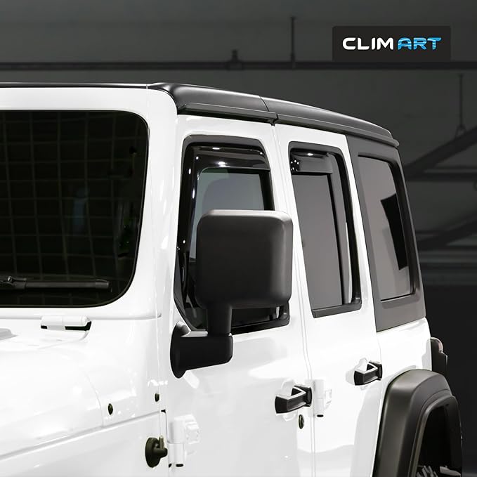 CLIM ART in-Channel Incredibly Durable Rain Guards for Jeep Wrangler JK 2007-2018, Original Window Deflectors, Vent Window Visors, Vent Deflector, 4 pcs. - 607169