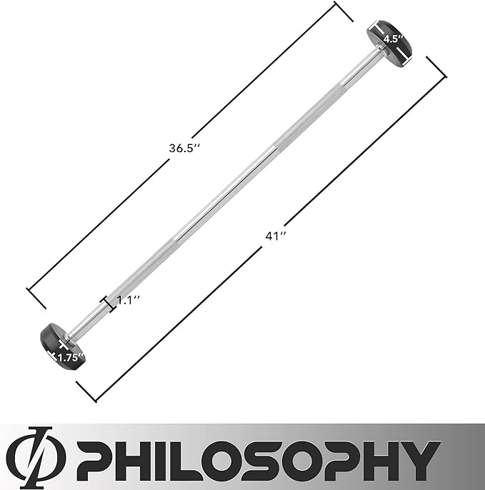 Philosophy Gym Rubber Fixed Barbell, Pre-Loaded Weight Straight Bar for Strength Training & Weightlifting