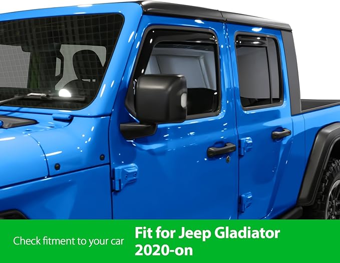Goodyear Shatterproof in-Channel Window Deflectors for Jeep Gladiator 2020-2026, Rain Guards, Window Visors for Cars, Vent Deflector, Car Accessories, 4 pcs - GY007736