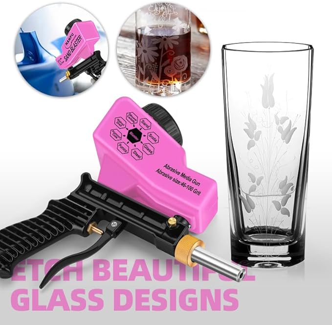 NANPU Light-Duty Air Sandblaster Gun Kit with Gravity Feed, Metal Nozzle, Plastic Body, for Small Project Surface Prep, Paint & Rust Removal, Metal/Wood/Glass Etching, Requires Air Compressor