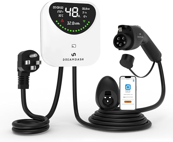 Fast Level 2 EV Charger 48 Amp(WiFi APP),25ft Cable ETL Certified,240V NEMA 14-50p Plug,Swipe to Start,Wall EV Charger Level 2 for Home/ J1772 Connector,Electric Vehicle Charging Stations