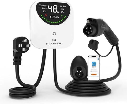 Fast Level 2 EV Charger 48 Amp(WiFi APP),25ft Cable ETL Certified,240V NEMA 14-50p Plug,Swipe to Start,Wall EV Charger Level 2 for Home/ J1772 Connector,Electric Vehicle Charging Stations