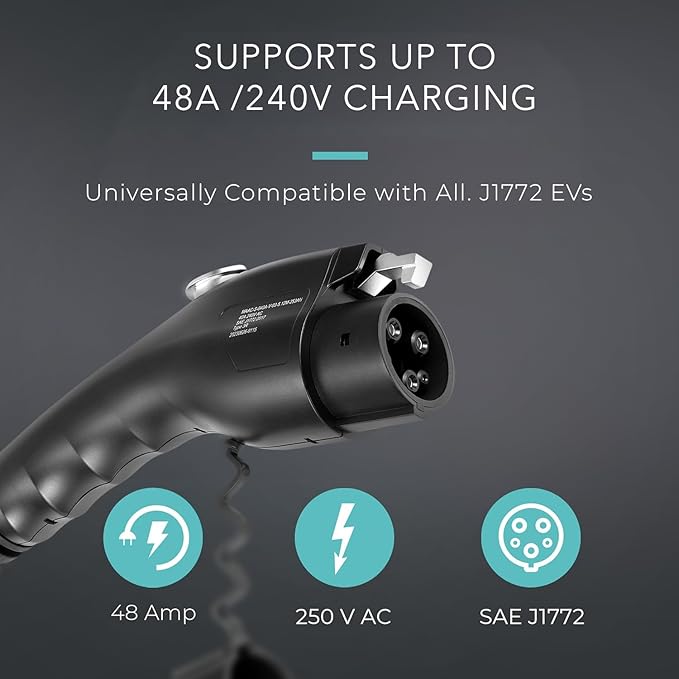 Lectron Electric Vehicle Charging Station (WiFi) 48 Amp with App Control - Powerful Level 2 EV Charger (240V) with NEMA 14-50 Plug/Hardwired - V-Box Pro Compatible with All J1772 Evs