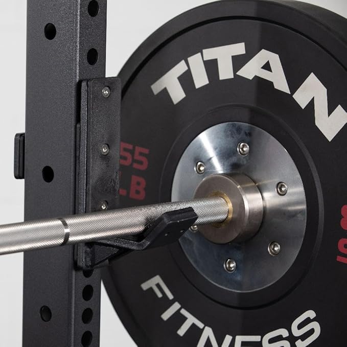Titan Fitness T-3 Series 73.5" Squat Stand, 1,000 LB Capacity, Short Squat Rack for Home Gym, Space Saving Power Rack with Westside Hole Spacing, J-Hooks