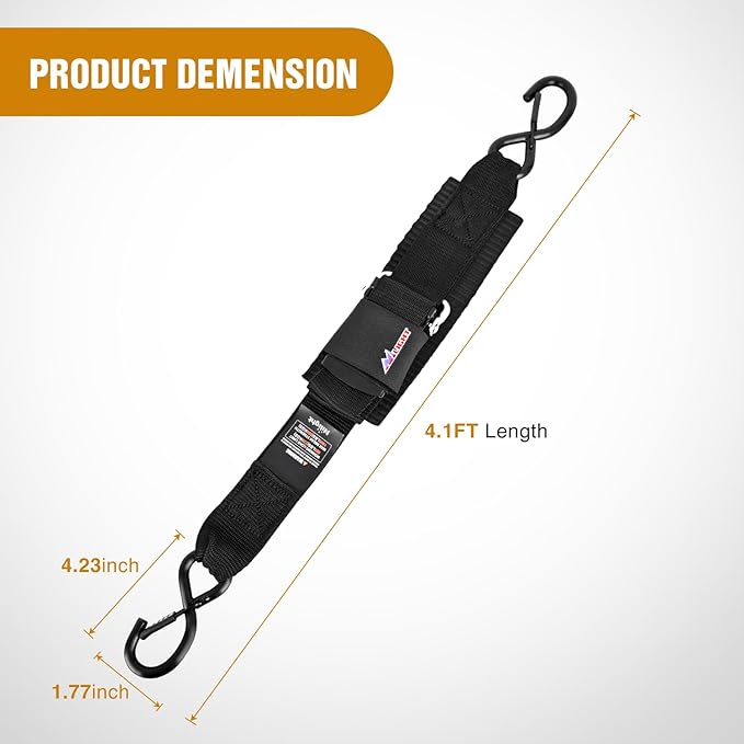 Nilight Tie Down Kits 2 PCS Heavy Duty 2 Inch x 48 Inch Adjustable Boat Trailer Straps 1500 LBS Max Break Strength for Trailering Safety with Boat Jet Ski Kayak Secure Black