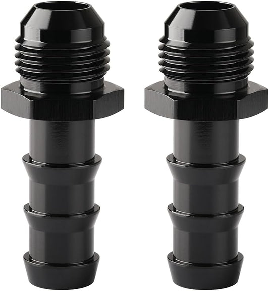10AN Male Flare to 5/8 Hose Barb Straight Fitting Adapter Aluminum Black 2PCS