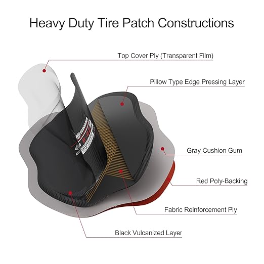 SUNSOUL 10Pcs Bias Tire Patch 3.75" x 3.75", Heavy Duty Round Tire Repair Patches for Car Truck Tractor Agricultural Vehicles